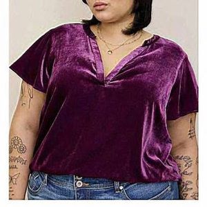 Torrid Velvet Split Neck Flutter Sleeve Top